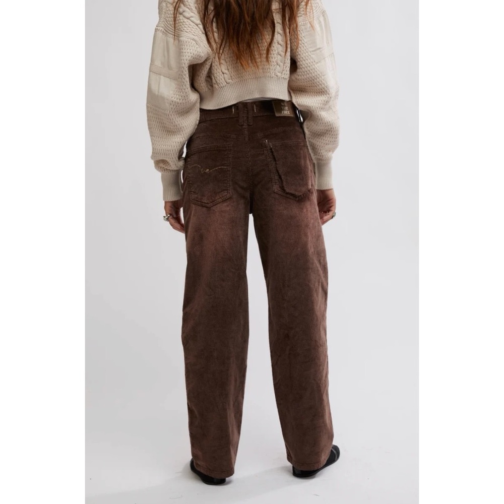 NWT Free People We the Free Risk Taker High Rise Straight Corduroy Brown Pants - Picture 3 of 9